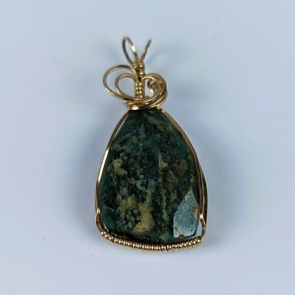 Gold Wire Wrapped Amazonite Pendant - Picture 10 of 10